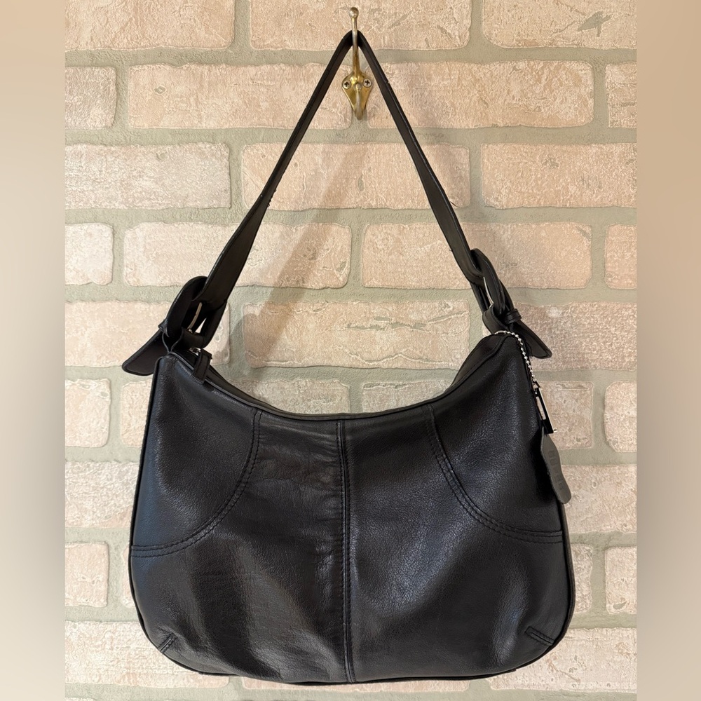 Laura Scott Genuine Leather Classic Black Shoulder Bag